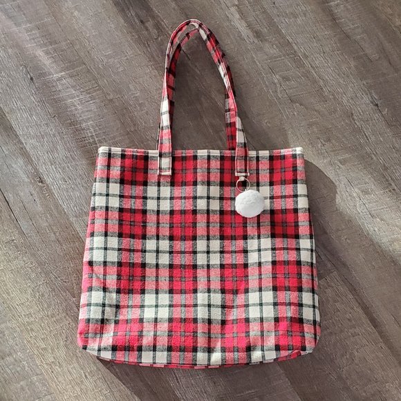 Handbags - Red Plaid Tote Bag